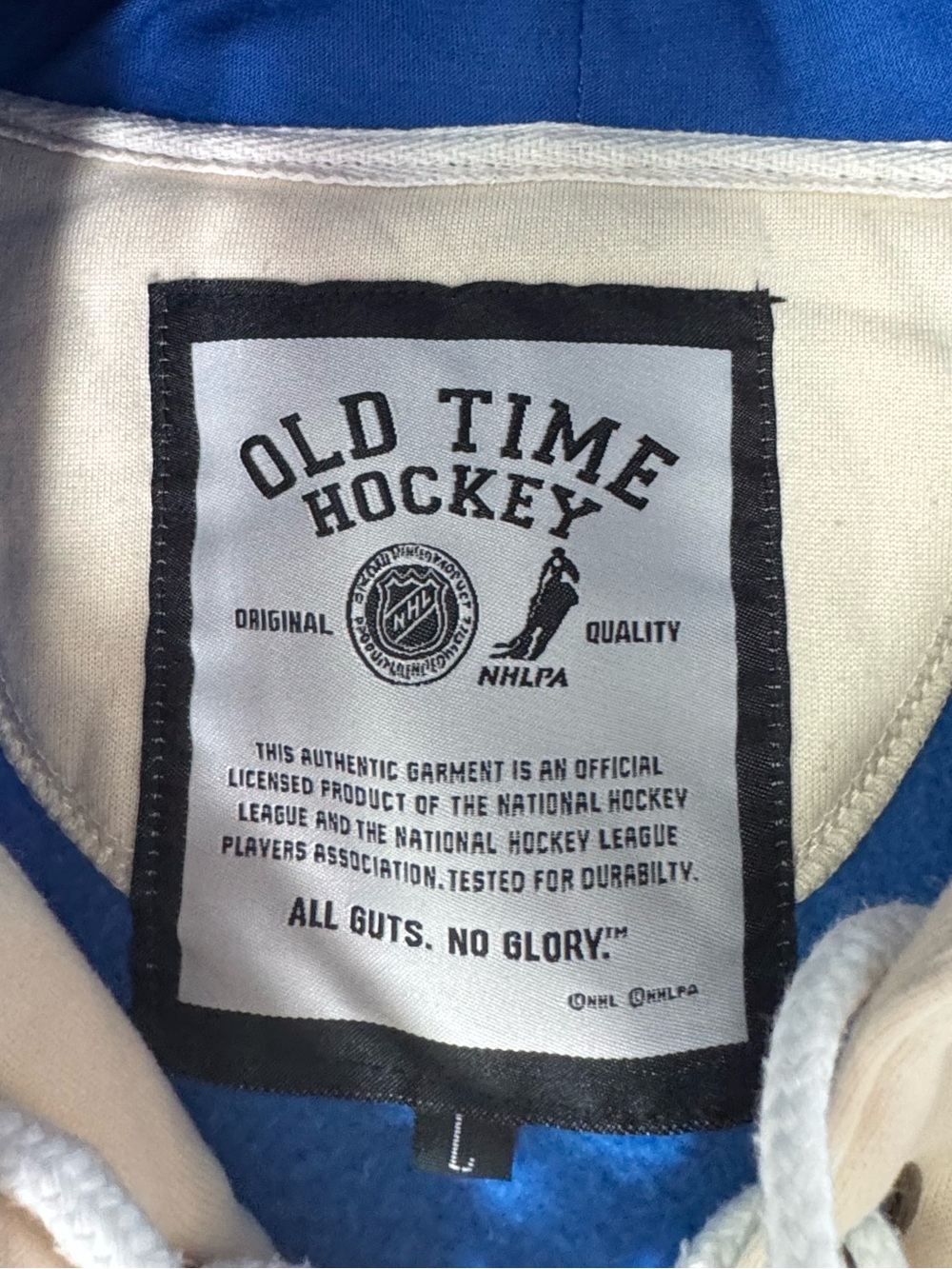 Vintage Pittsburgh Penguins Cream and Blue Lace-Up Hoodie - Mario Lemieux - Picture 4 of 4